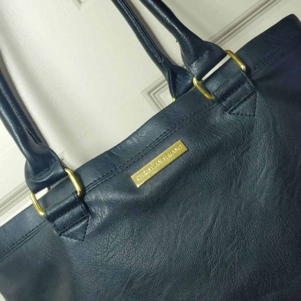 Christian Siriano RockerTote Shoulder Bag - Faux Leather & Gold Studs Accents - Picture 4 of 15